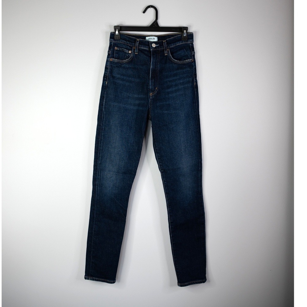 AGOLDE Pinch Waist Skinny Jeans Women 26 High Rise Stretch Dark Blue 90s